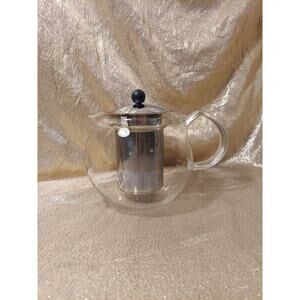 MUBOD Clear Glass Teapot with Press and Stainless Steel Filter/Defuser